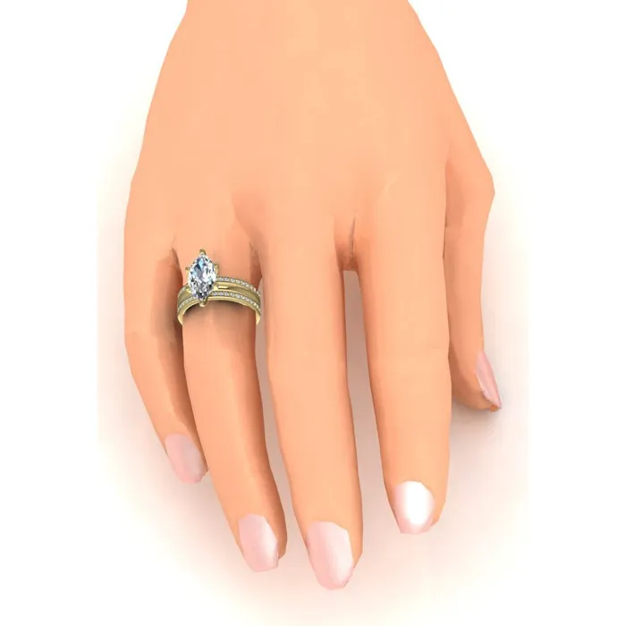 HarryChadEntcom Rings 3 Piece Wedding Ring Set 350 Carats Marquise Cut Yellow Gold Natural Diamond HarryChadEntcom Rings 3 Piece Wedding Ring Set 350 Carats Marquise Cut Yellow Gold Natural Diamond