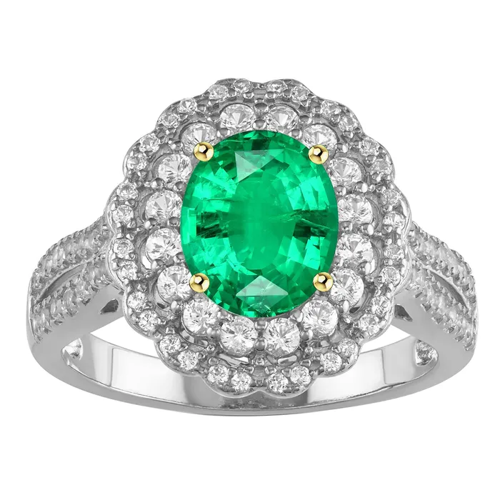 HarryChadEntcom Rings Halo Oval Green Emerald And Diamond Ring