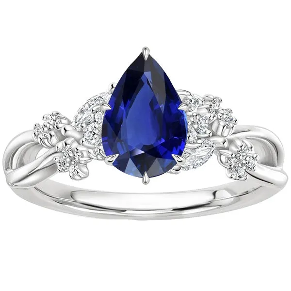 HarryChadEntcom Rings Solitaire Accents Ring Pear Blue Sapphire Natural Earth Mined Diamonds 375 Carats HarryChadEntcom Rings Solitaire Accents Ring Pear Blue Sapphire Natural Earth Mined Diamonds 375 Carats