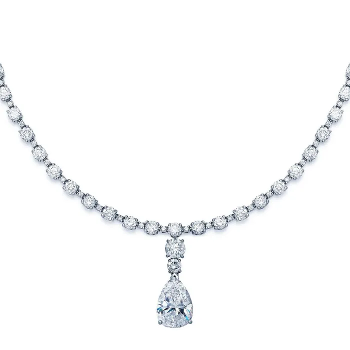 Necklaces GB White Gold Women Jewelry Pear Round Natural Earth Mined Diamond Necklace 1650 Carats Necklaces GB White Gold Women Jewelry Pear Round Natural Earth Mined Diamond Necklace 1650 Carats