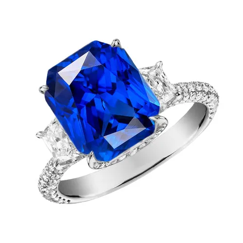 Rings HarryChadEntcom Radiant Natural Earth Mined Diamond 3 Stone Sapphire Ring With Accents 450 Carats Gold Rings HarryChadEntcom Radiant Natural Earth Mined Diamond 3 Stone Sapphire Ring With Accents 450 Carats Gold