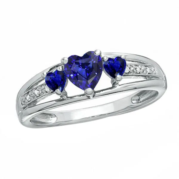 Rings HarryChadEntcom White Gold Natural Earth Mined Diamond Ring Womens Gemstone Heart Blue Sapphires 2 Carats Rings HarryChadEntcom White Gold Natural Earth Mined Diamond Ring Womens Gemstone Heart Blue Sapphires 2 Carats