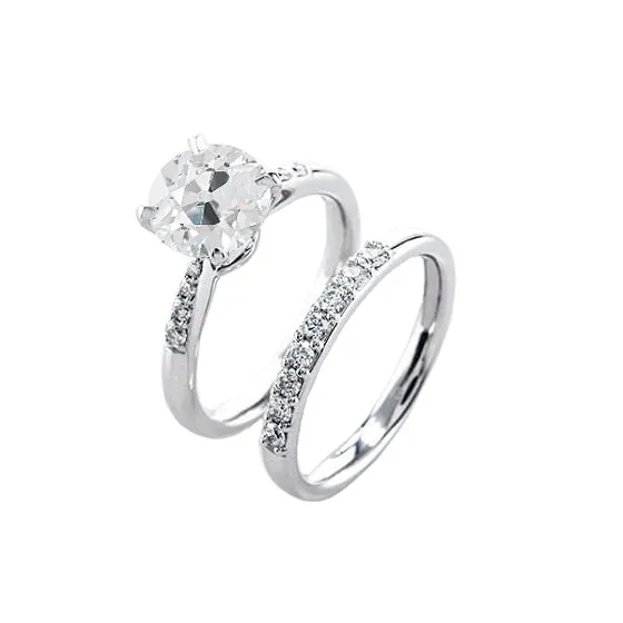 Round Wedding Ring Set Old Miner Cut Genuine Natural Earth Mined Diamond Jewelry 225 Carats HarryChadEntcom Rings Round Wedding Ring Set Old Miner Cut Genuine Natural Earth Mined Diamond Jewelry 225 Carats HarryChadEntcom Rings