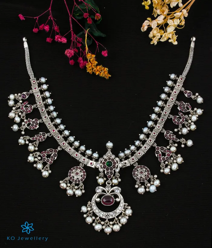 The Suka Silver Peacock Guttapusalu Necklace Silversmith Necklaces