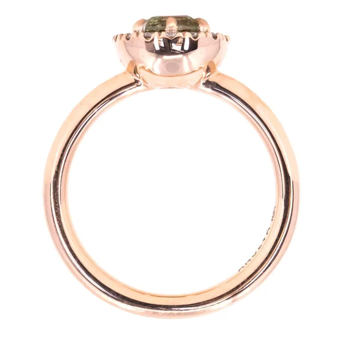 092ct Round Montana Sapphire Low Profile Diamond Halo Ring In 18k Rose Gold Anueva Jewelry Rings