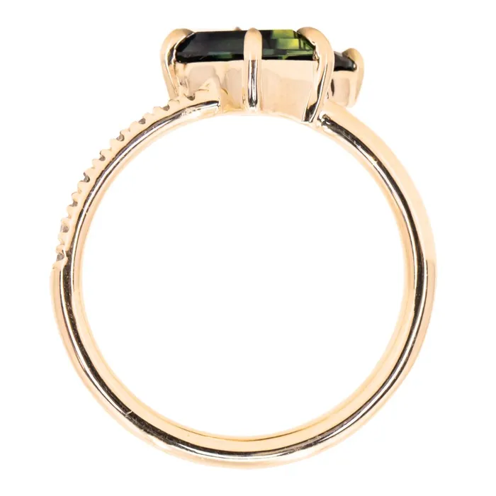 105ct Askew Baguette Sapphire 030ct Round Sapphire Toi Et Moi Ring in 14k Yellow Gold Anueva Jewelry Rings