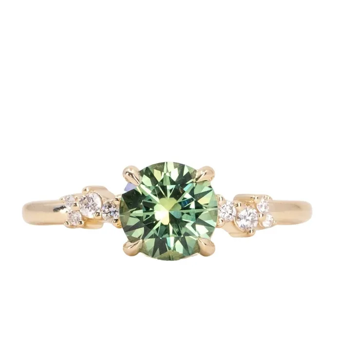 150ct Precision Cut Minty Teal Montana Sapphire and Diamond ring in 14k Yellow Gold Americut Gems Rings 150ct Precision Cut Minty Teal Montana Sapphire and Diamond ring in 14k Yellow Gold Americut Gems Rings
