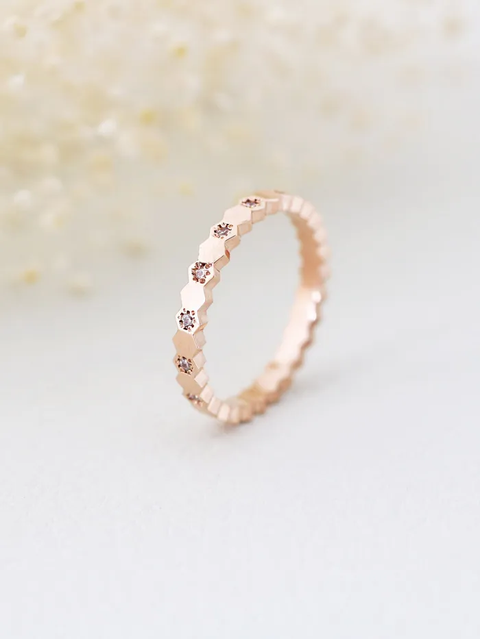 14K 18K Gold Hexagon Cubic Ring MinimalBijoux Rings