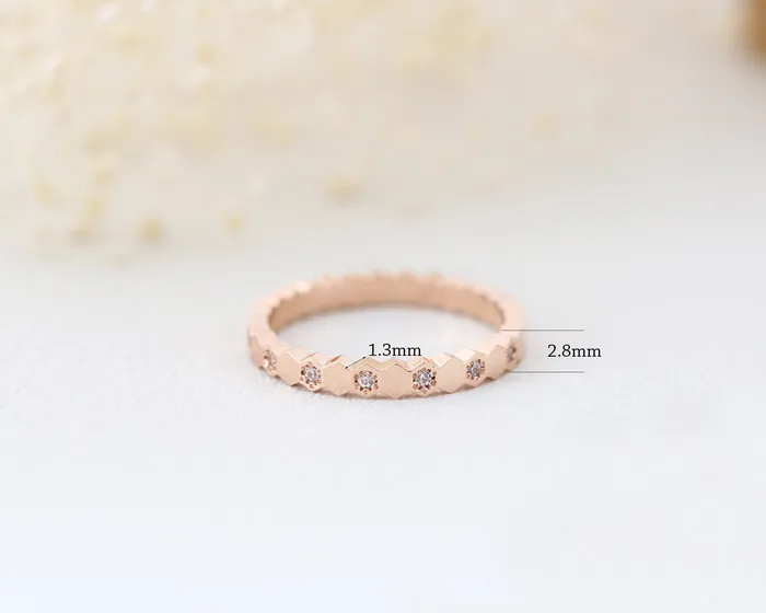 14K 18K Gold Hexagon Cubic Ring MinimalBijoux Rings