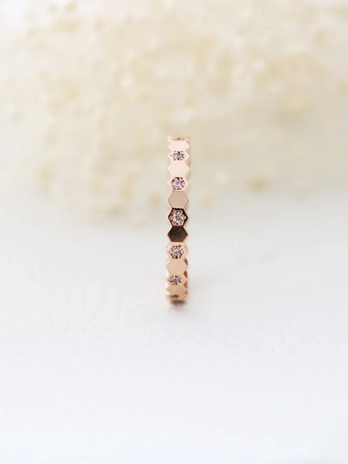 14K 18K Gold Hexagon Cubic Ring MinimalBijoux Rings