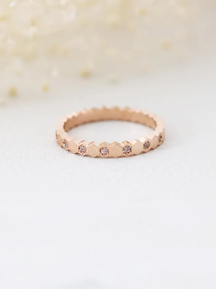14K 18K Gold Hexagon Cubic Ring MinimalBijoux Rings