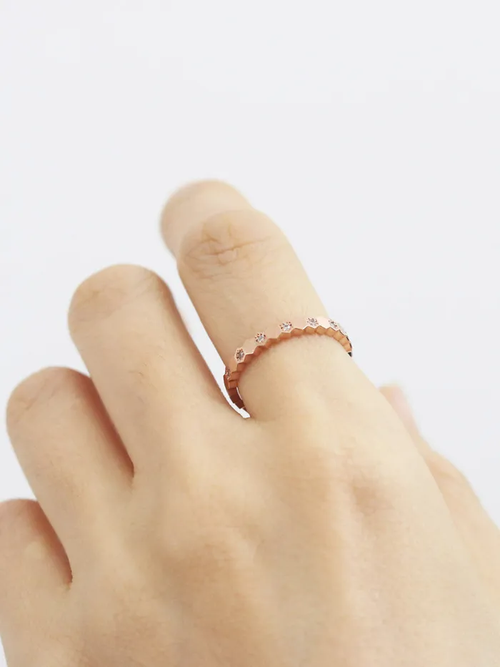14K 18K Gold Hexagon Cubic Ring MinimalBijoux Rings