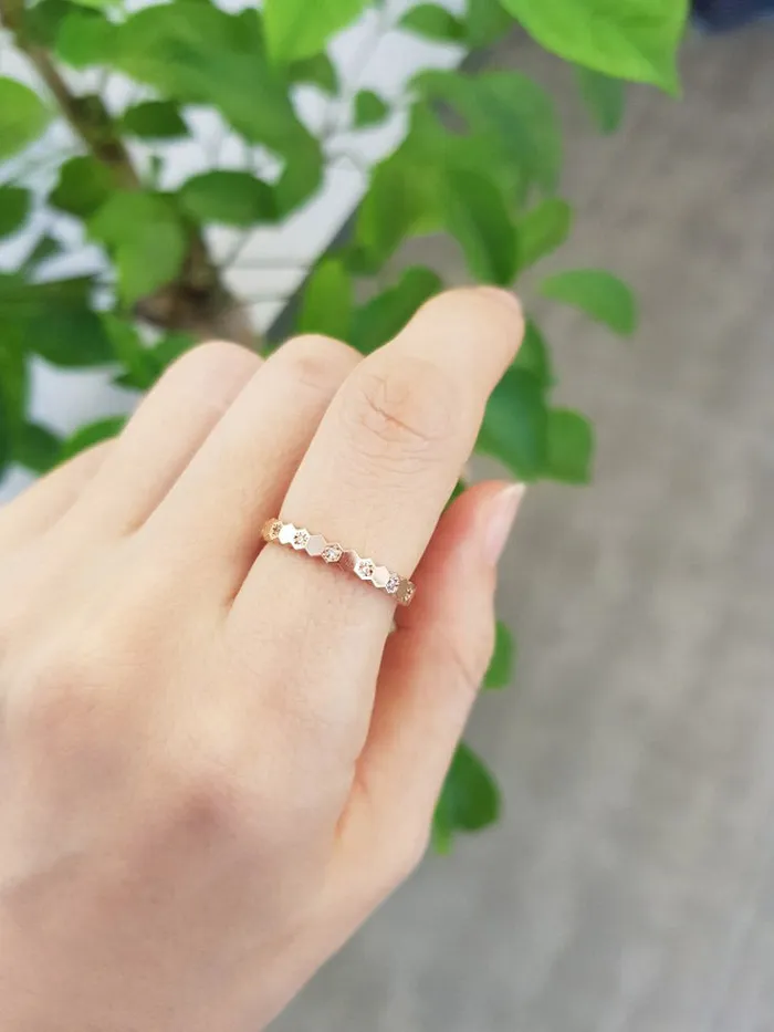 14K 18K Gold Hexagon Cubic Ring MinimalBijoux Rings