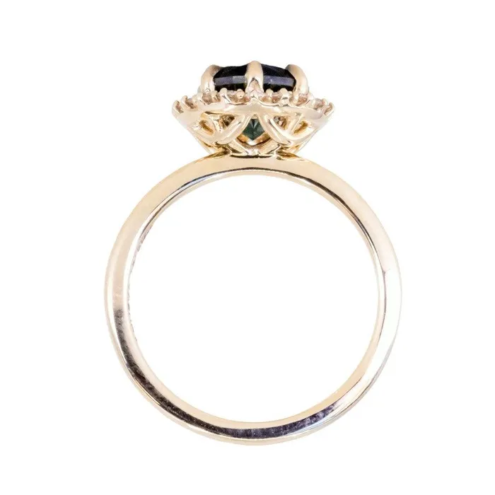 266ct Untreated Oval Nigerian Sapphire AntiqueStyle Diamond Halo Ring in 14k Yellow Gold Brume Rings
