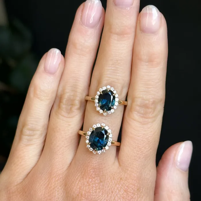 266ct Untreated Oval Nigerian Sapphire AntiqueStyle Diamond Halo Ring in 14k Yellow Gold Brume Rings