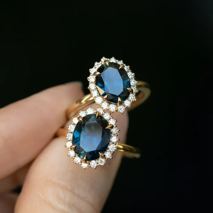 266ct Untreated Oval Nigerian Sapphire AntiqueStyle Diamond Halo Ring in 14k Yellow Gold Brume Rings