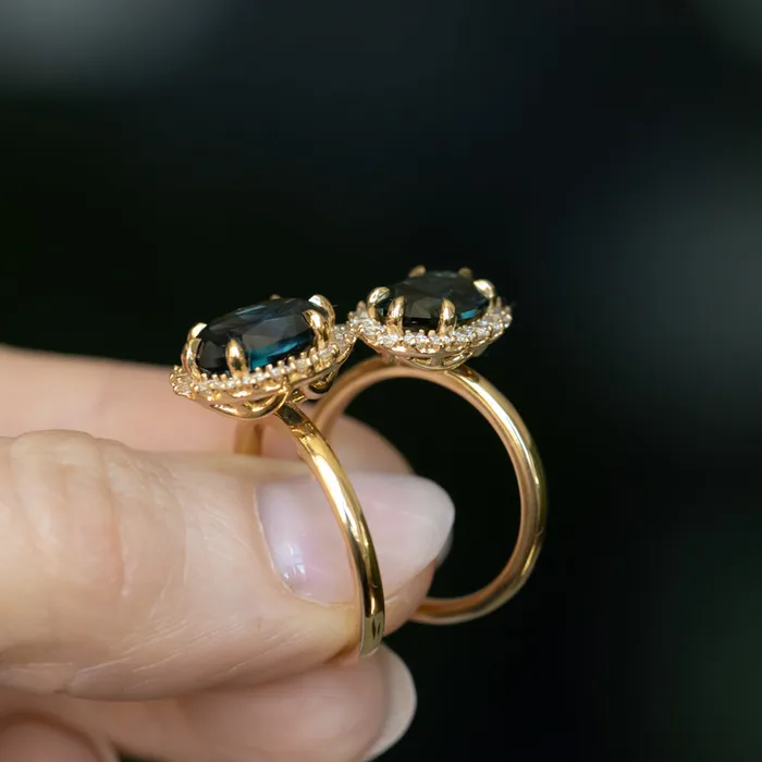 266ct Untreated Oval Nigerian Sapphire AntiqueStyle Diamond Halo Ring in 14k Yellow Gold Brume Rings