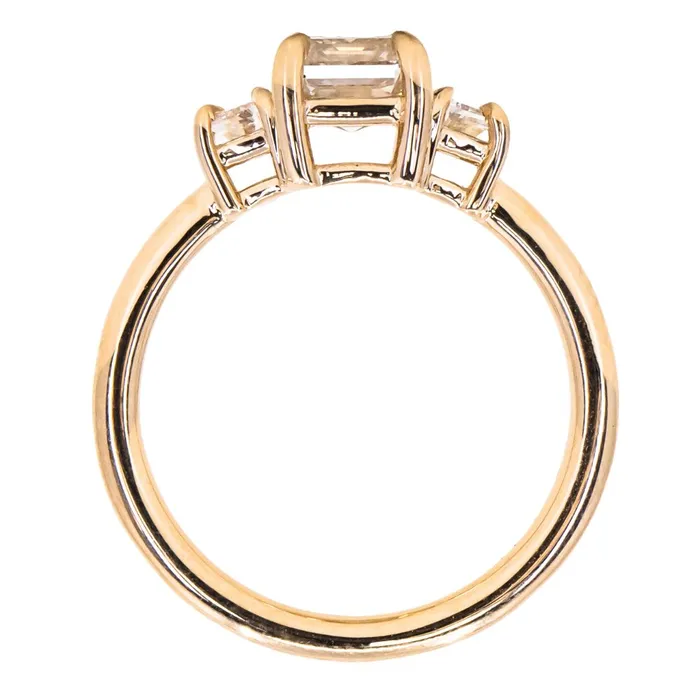 Anueva Jewelry Three Stone Ring with Trapezoid Side Stones Setting Rings