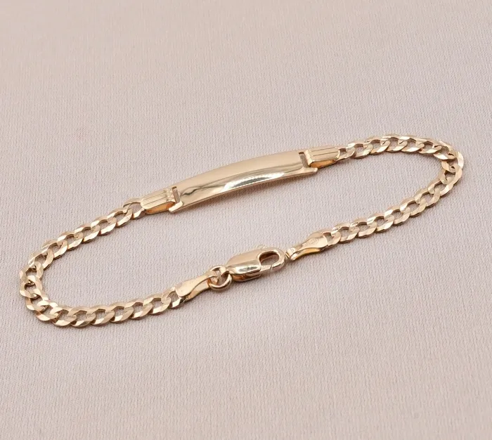 Bracelets 14K Gold Solid Curb Baby ID Bracelet AB232 AB and J