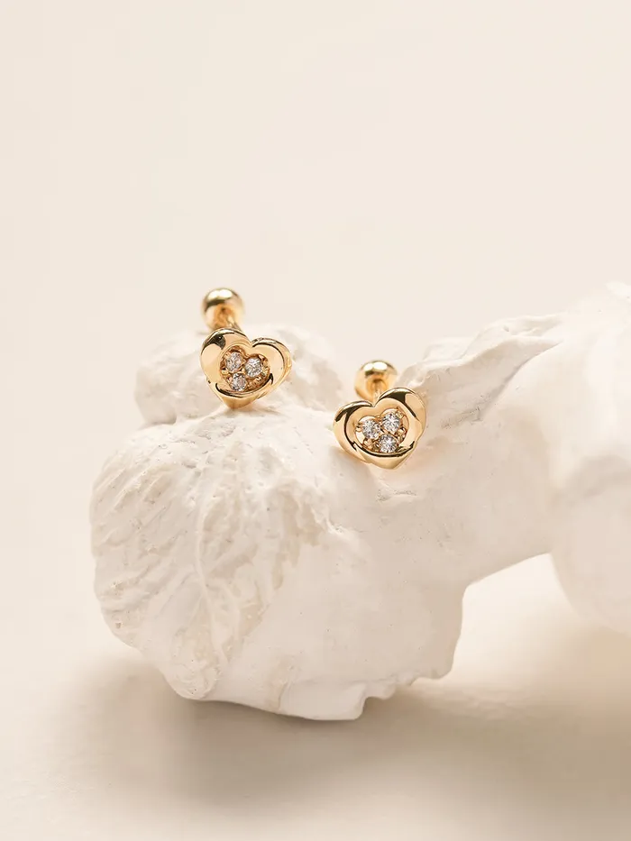 Earrings 14K Gold Daily CZ Heart Cartilage Earring 20G18G16G MinimalBijoux