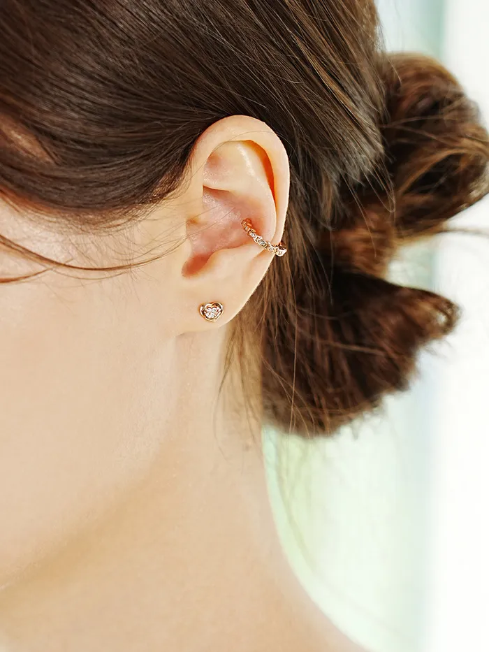Earrings 14K Gold Daily CZ Heart Cartilage Earring 20G18G16G MinimalBijoux