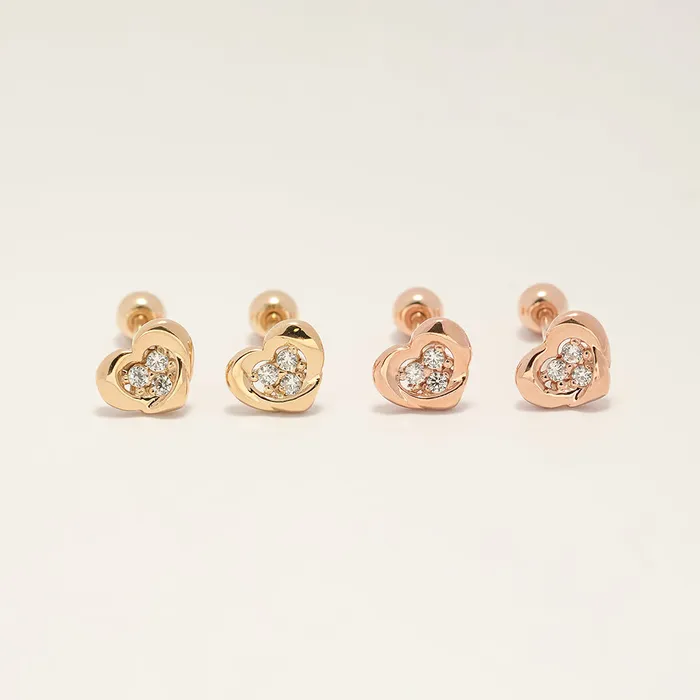 Earrings 14K Gold Daily CZ Heart Cartilage Earring 20G18G16G MinimalBijoux
