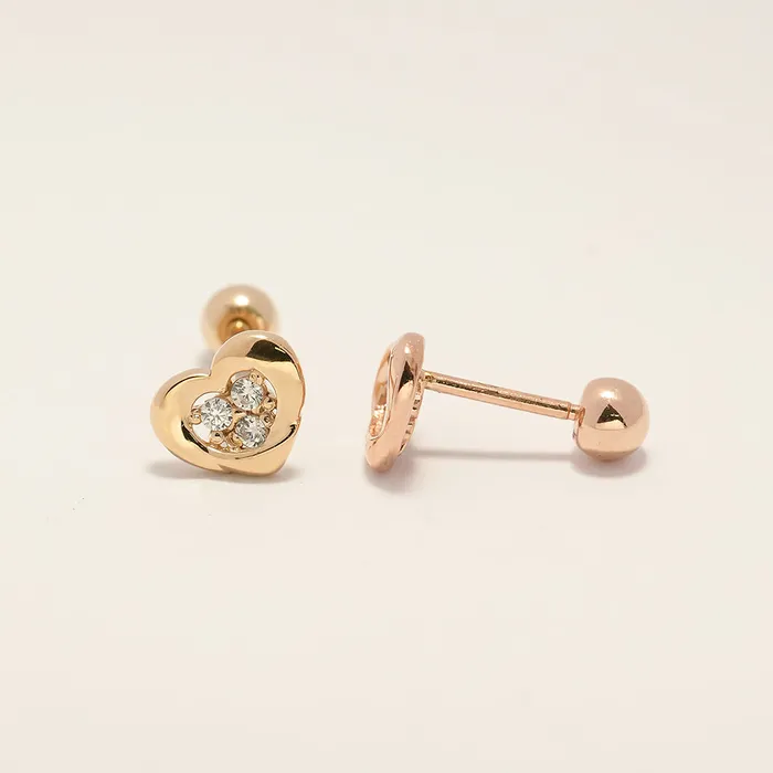 Earrings 14K Gold Daily CZ Heart Cartilage Earring 20G18G16G MinimalBijoux
