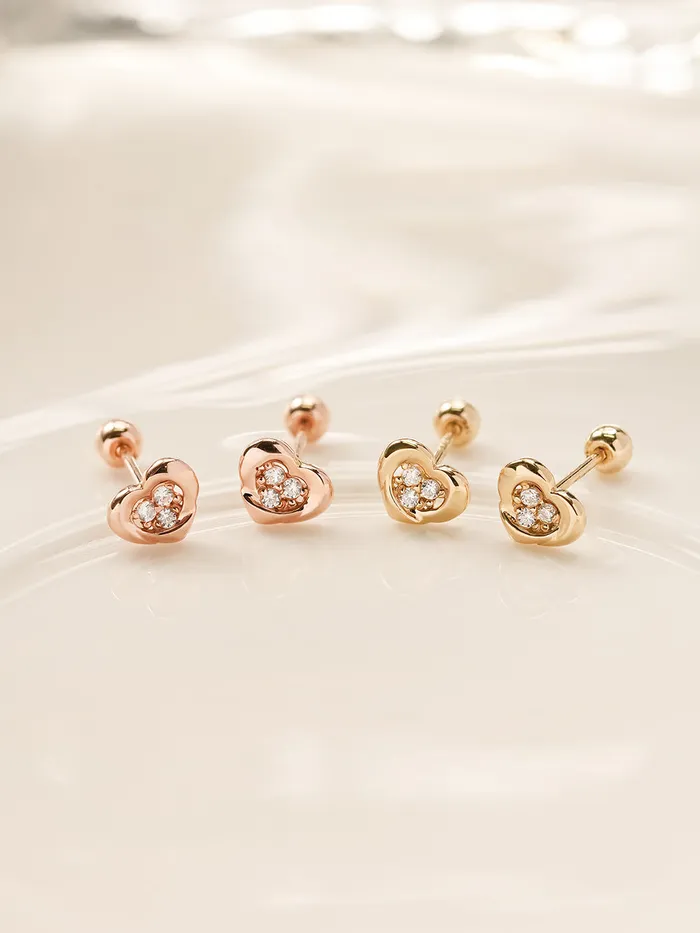 Earrings 14K Gold Daily CZ Heart Cartilage Earring 20G18G16G MinimalBijoux