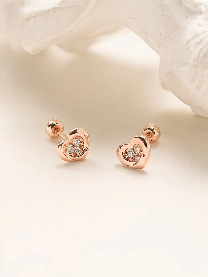 Earrings 14K Gold Daily CZ Heart Cartilage Earring 20G18G16G MinimalBijoux