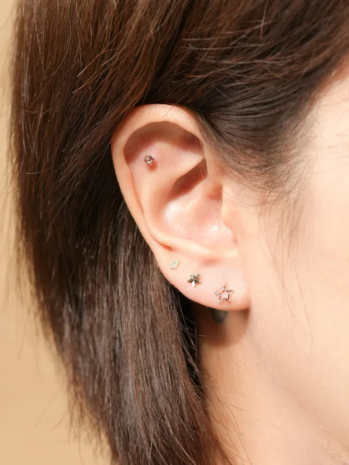 Earrings MinimalBijoux 14K Gold Line Star Cartilage Earring 20G