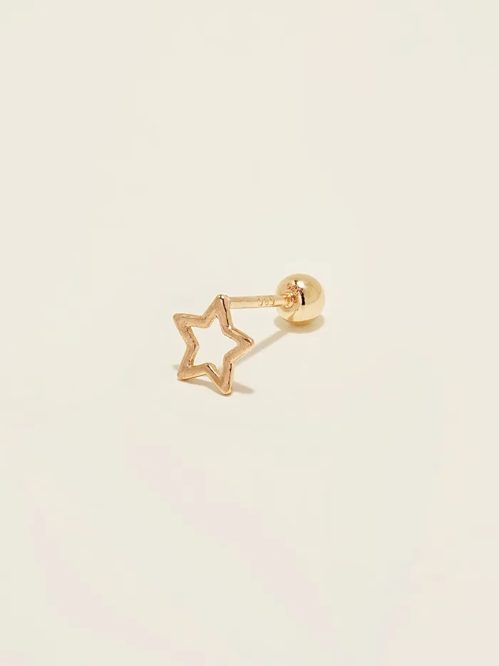Earrings MinimalBijoux 14K Gold Line Star Cartilage Earring 20G