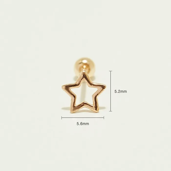 Earrings MinimalBijoux 14K Gold Line Star Cartilage Earring 20G
