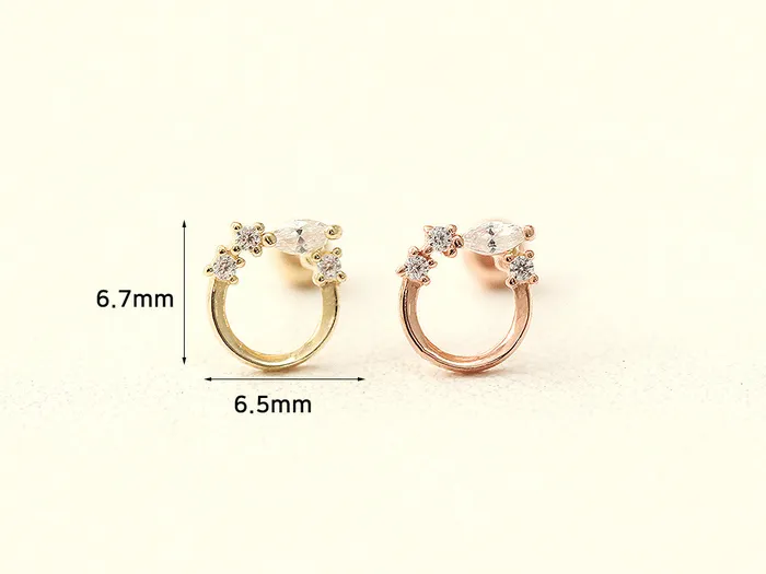 MinimalBijoux 14K gold Crystal Bling Circle Cubic cartilage earring 20g Earrings