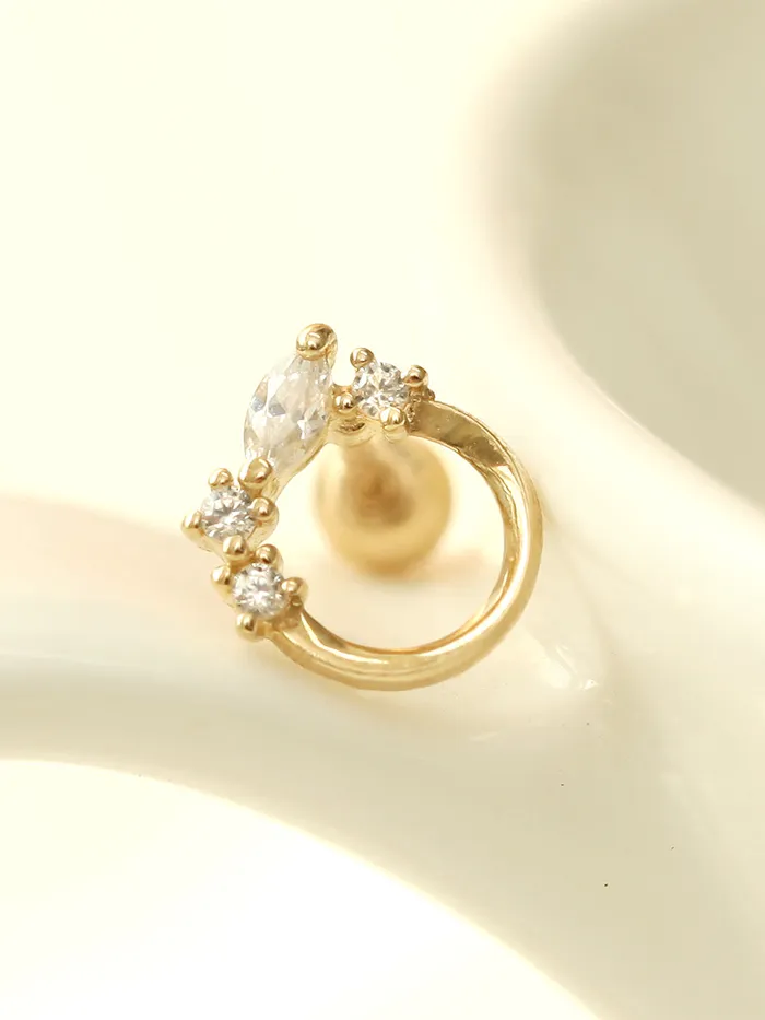 MinimalBijoux 14K gold Crystal Bling Circle Cubic cartilage earring 20g Earrings