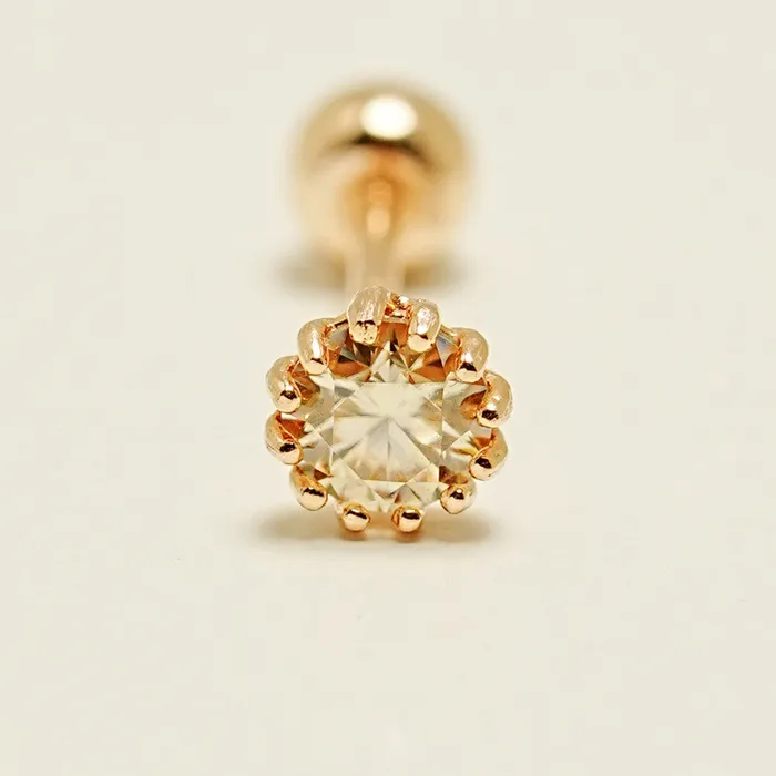 MinimalBijoux 14K Gold Shining Moissanite Cartilage Earring 20G18G16G Earrings