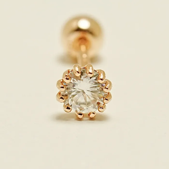 MinimalBijoux 14K Gold Shining Moissanite Cartilage Earring 20G18G16G Earrings