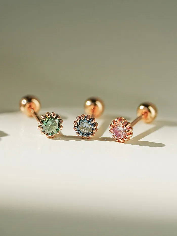 MinimalBijoux 14K Gold Shining Moissanite Cartilage Earring 20G18G16G Earrings