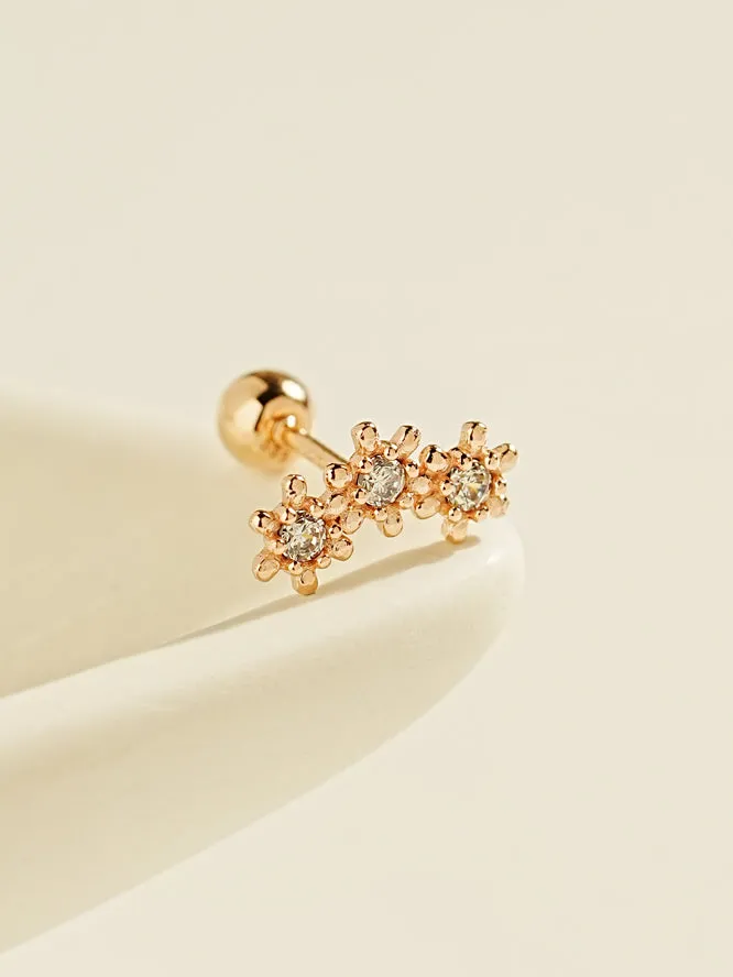 MinimalBijoux Earrings 14K Gold Triple Shining Cartilage Earring 20G