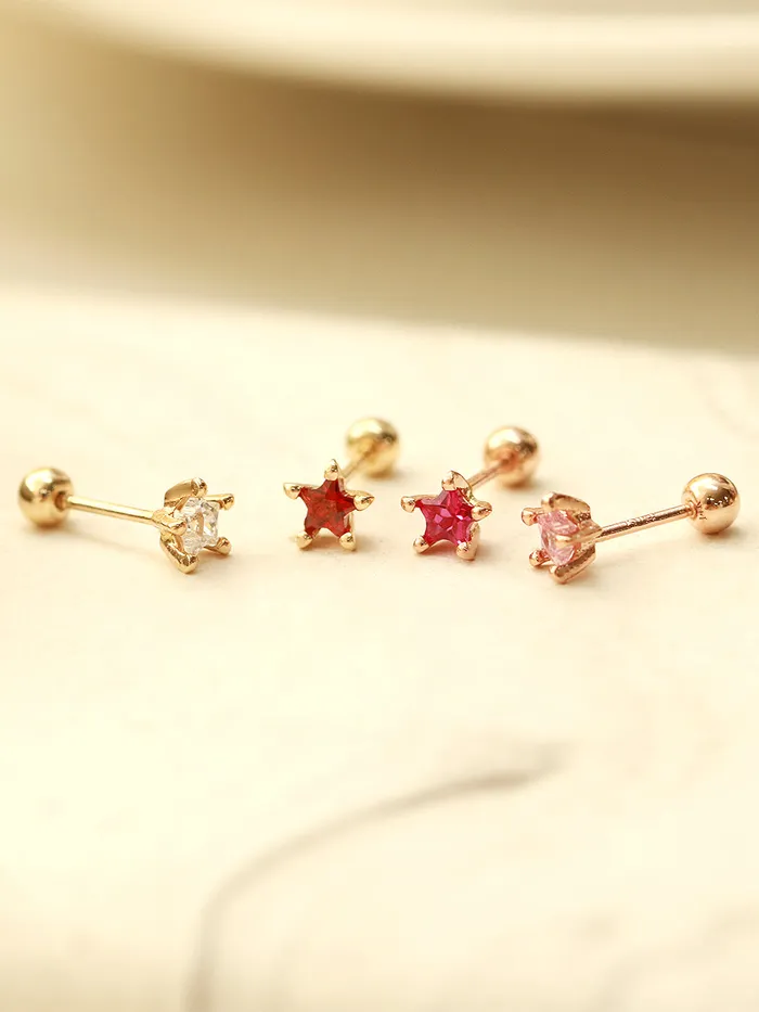 MinimalBijoux Earrings 14K Gold Volume Cubic Star Cartilage Earring 20G18G16G