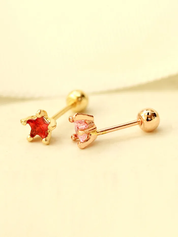 MinimalBijoux Earrings 14K Gold Volume Cubic Star Cartilage Earring 20G18G16G