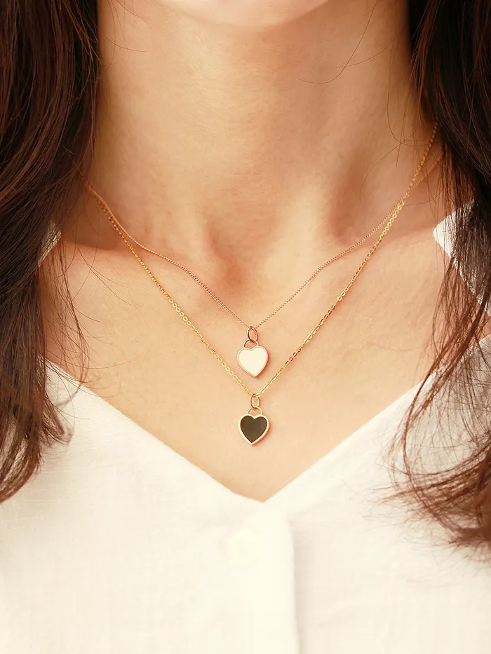 MinimalBijoux Necklaces 14K Gold Enamel Heart Necklace Pendant