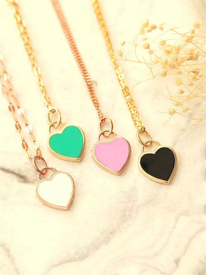 MinimalBijoux Necklaces 14K Gold Enamel Heart Necklace Pendant