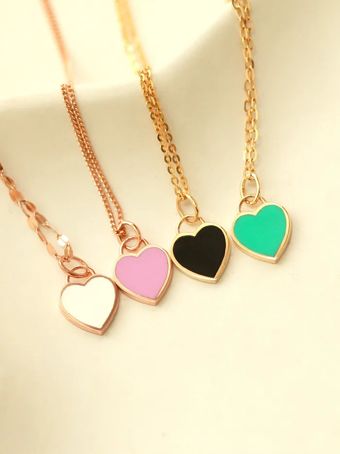 MinimalBijoux Necklaces 14K Gold Enamel Heart Necklace Pendant