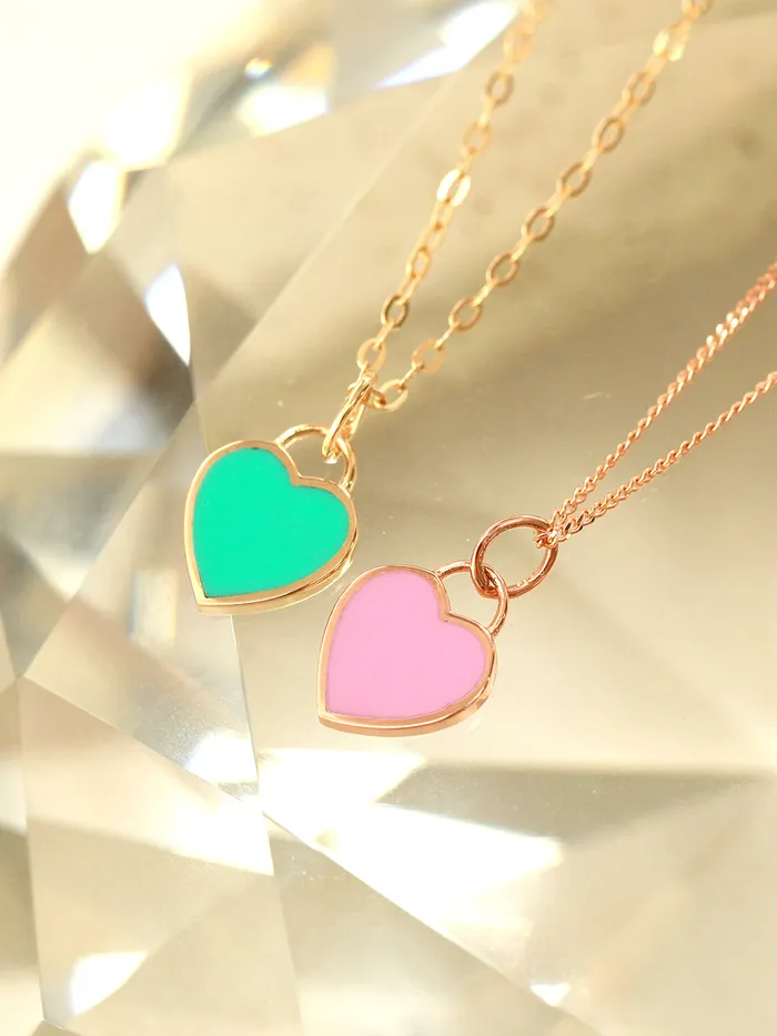 MinimalBijoux Necklaces 14K Gold Enamel Heart Necklace Pendant