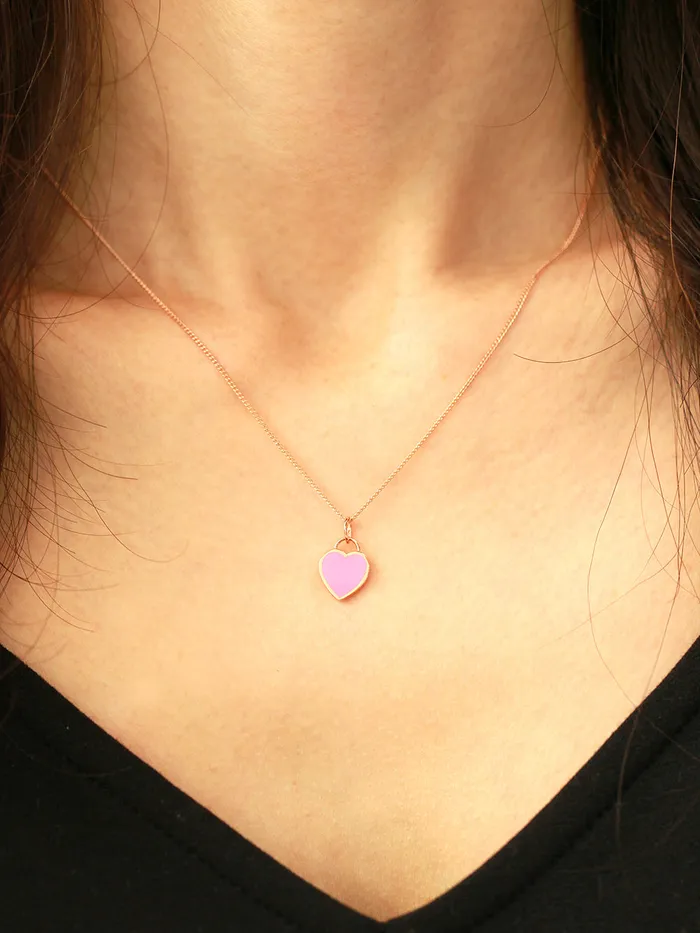 MinimalBijoux Necklaces 14K Gold Enamel Heart Necklace Pendant