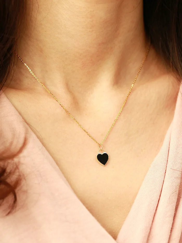 MinimalBijoux Necklaces 14K Gold Enamel Heart Necklace Pendant