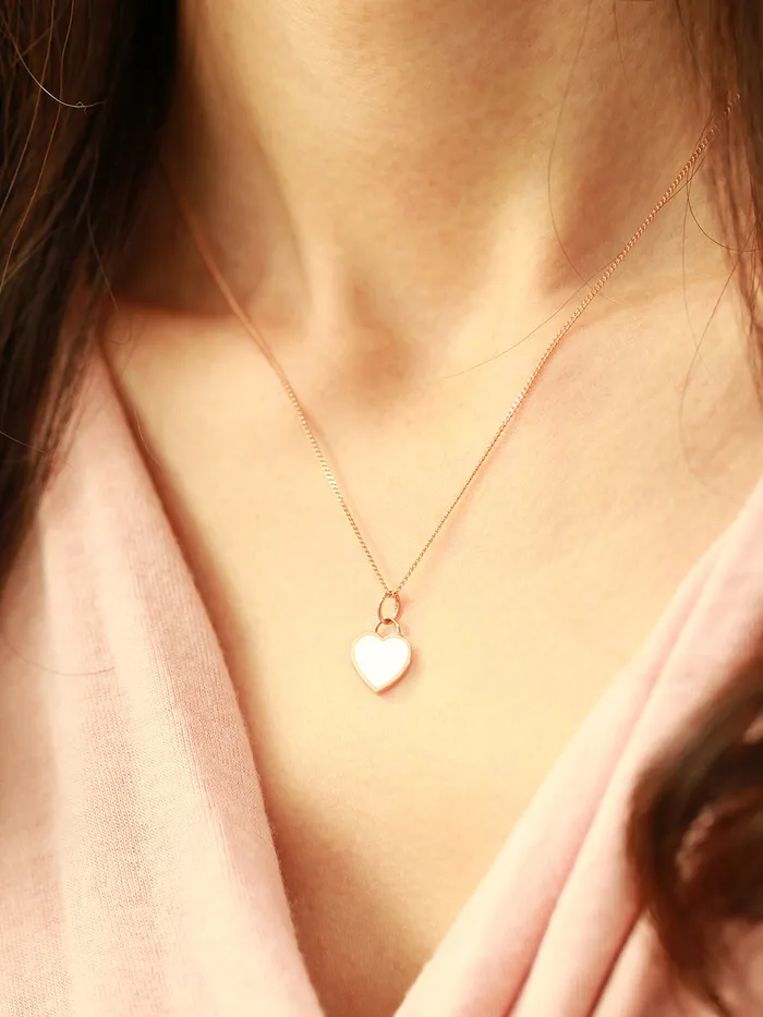 MinimalBijoux Necklaces 14K Gold Enamel Heart Necklace Pendant