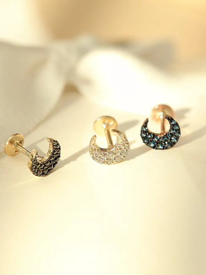 PreStyled Sets 14K Gold Delicate Crescent Labret Piercing 18G16G MinimalBijoux PreStyled Sets 14K Gold Delicate Crescent Labret Piercing 18G16G MinimalBijoux