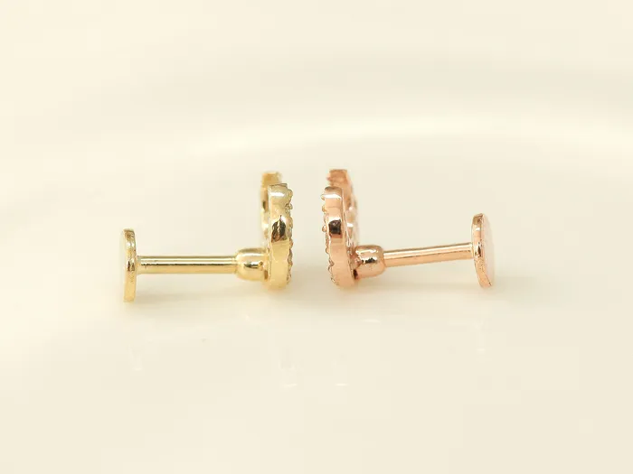 PreStyled Sets 14K Gold Delicate Crescent Labret Piercing 18G16G MinimalBijoux
