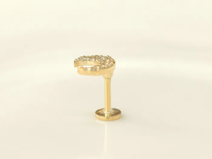 PreStyled Sets 14K Gold Delicate Crescent Labret Piercing 18G16G MinimalBijoux